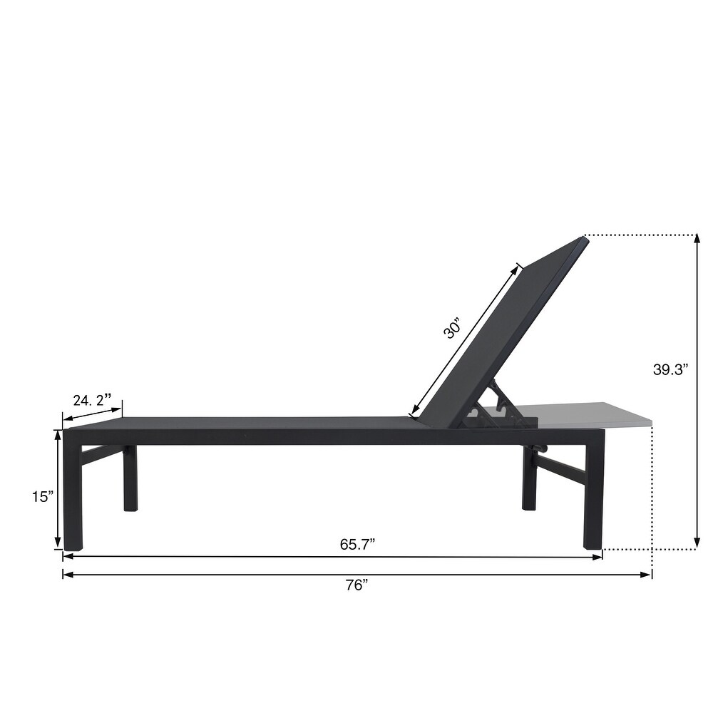 Kozyard Modern Full Flat Aluminum Patio Reclining Adjustable Chaise Lounge with Sunbathing Textilence for  Weather