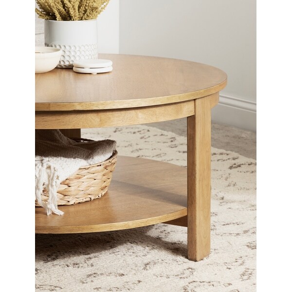 Kate and Laurel Foxford Round Wood Coffee Table - 34x34x17