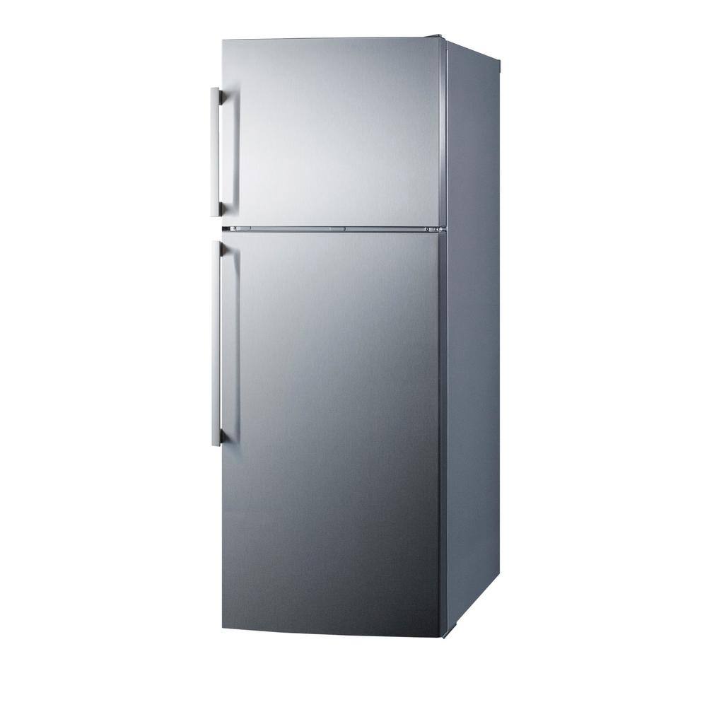 Summit Appliance 27.63 in. 12.6 cu. ft. Top Freezer Refrigerator in Stainless Steel Counter Depth FF1512SSIME