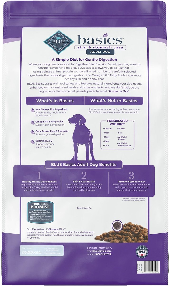 Blue Buffalo Basics Skin and Stomach Care Turkey and Potato Recipe Adult Dry Dog Food