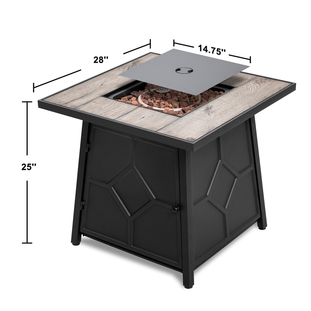 NUU GARDEN MGO Tabletop Square Fire Pit Table with Cover