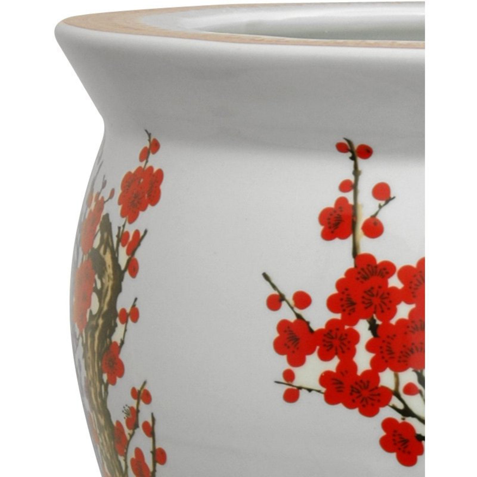 Oriental Furniture Cherry Blossom Porcelain Fishbowl Planter