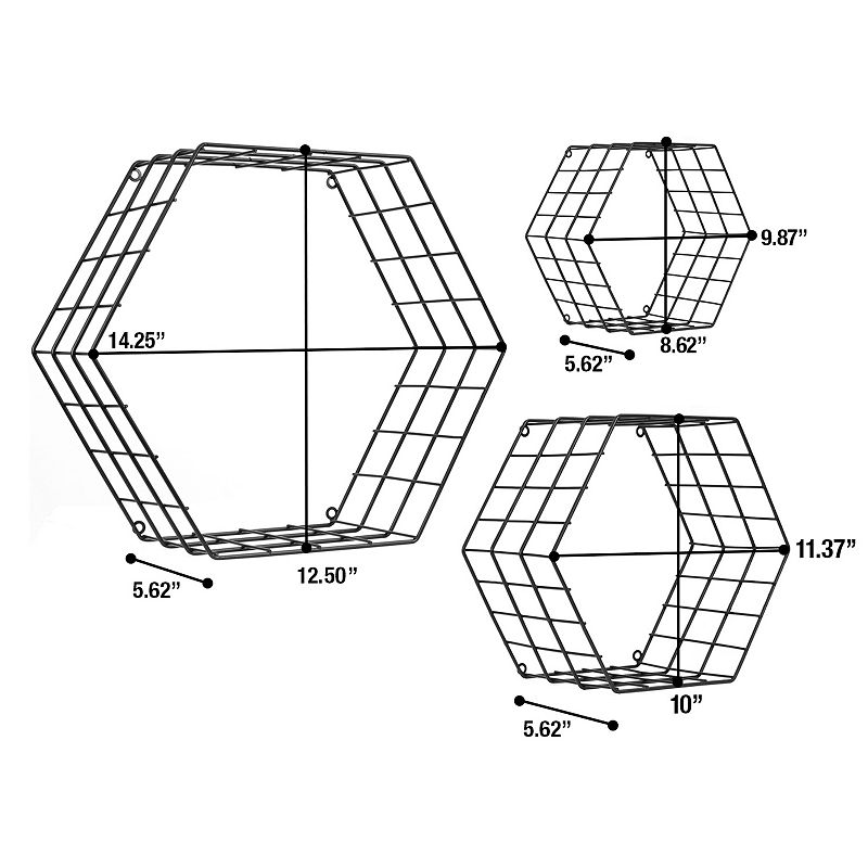 Sorbus Hexagon Wall Shelf 3-piece Set