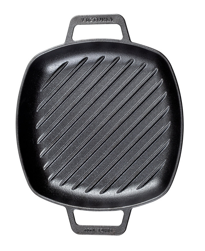 Victoria 10in Square Grill Pan with Double Loop Handles Seasoned