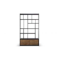 STUDIO ETAGERE TECK 2 PORTES COULISSANTES