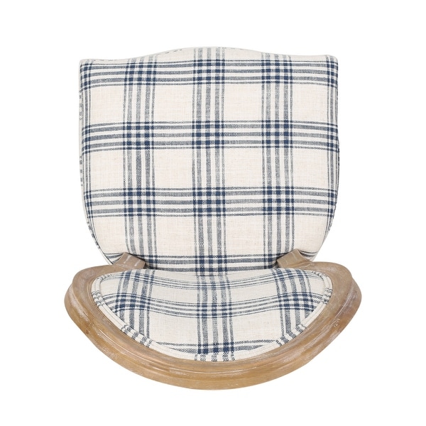 Newman French Country Upholstered Dining Chairs， Set of 2， Light Beige and Blue Floral Fabric and Natural