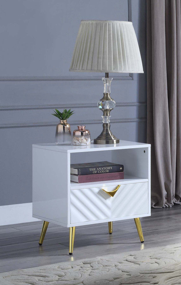 Wooden End Table With Storage  White   Midcentury   Side Tables And End Tables   by Simple Relax  Houzz