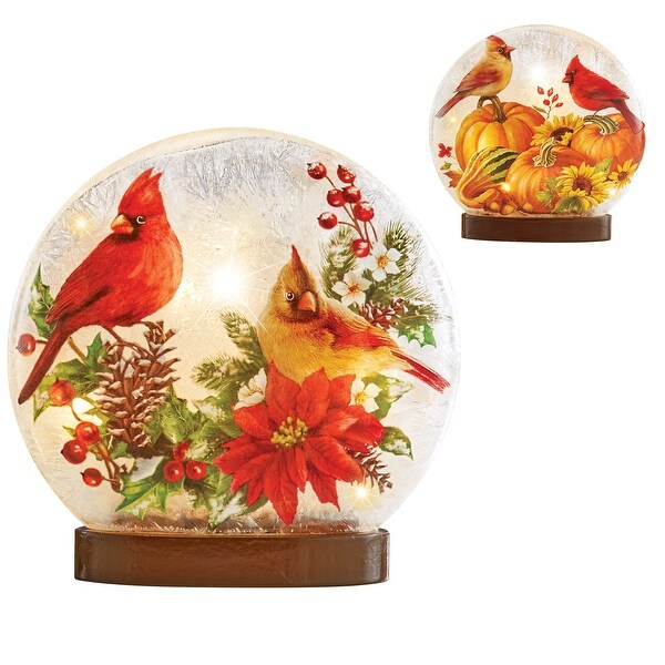 Seasonal Two Sided Design Cardinal Glass Light