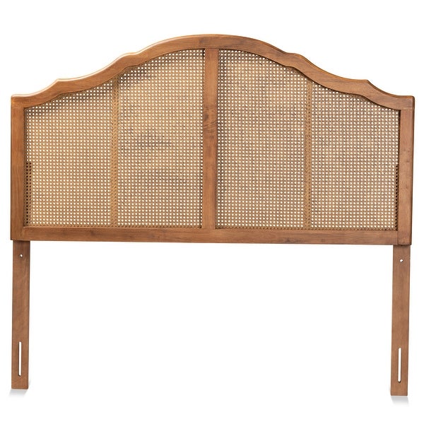 Iris Ash Walnut Wood and Synthetic Rattan Arched Headboard - - 32969785