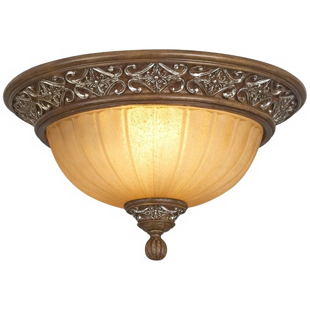 Wide Golden Bronze 2 light Champagne Glass Dome Shade For Bedroom Kitchen