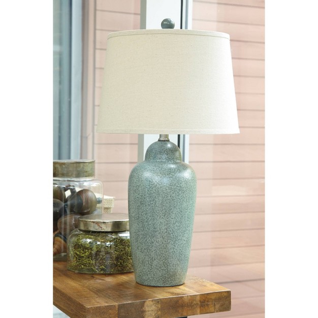 Saher Ceramic Table Lamp Green Signature Design By Ashley