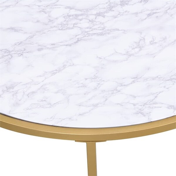 Classic Verazano Faux Marble Top 36 in Round Coffee Table in Gold - as picture