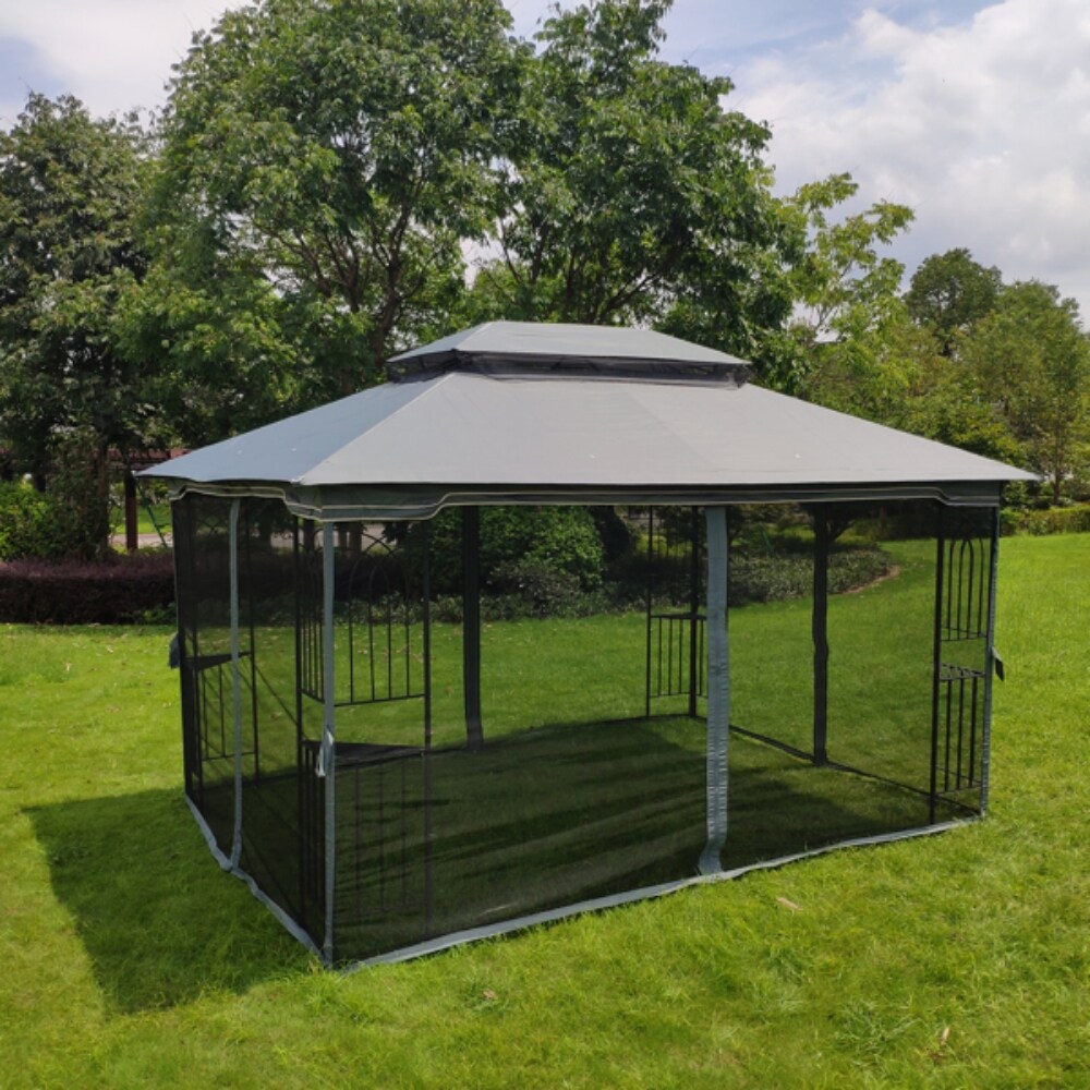 Outdoor Patio Gazebo Canopy Tent With Ventilated Double Roof And Mosquito Net  Suitable for Lawn