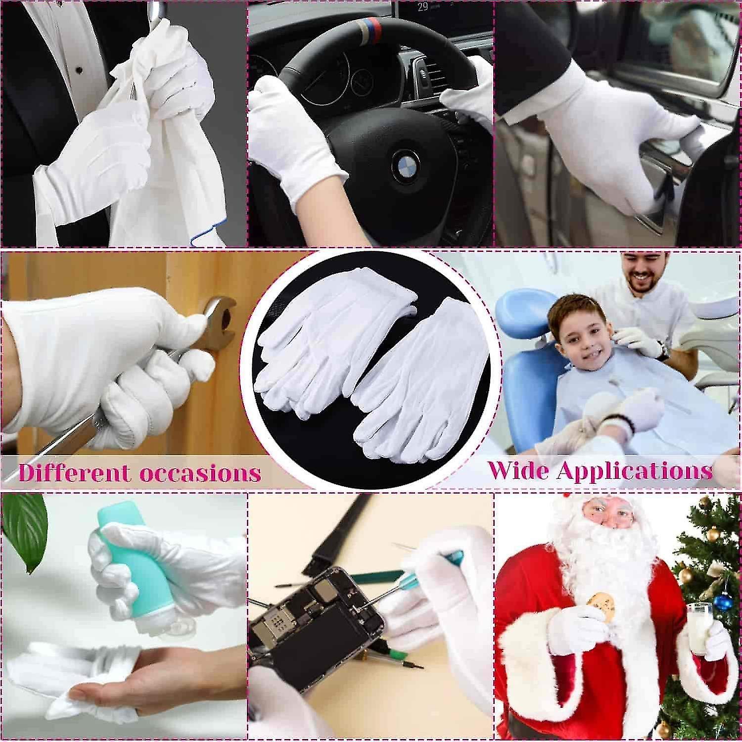 12 Pairs Cotton Gloves White Cotton Gloves Cosmetic Gloves Moisturizing Gloves Moisturizing Eczema Cotton Gloves