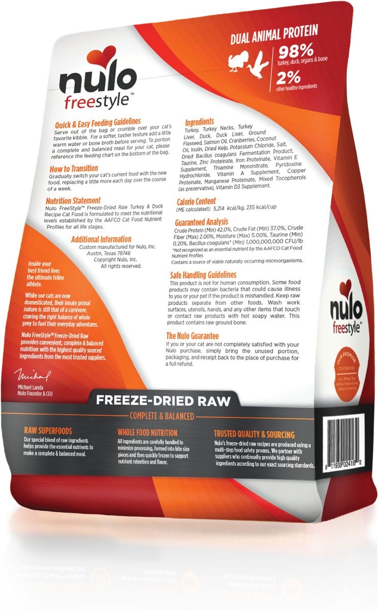 Nulo FreeStyle Turkey and Duck Recipe Freeze-Dried Raw Cat Food