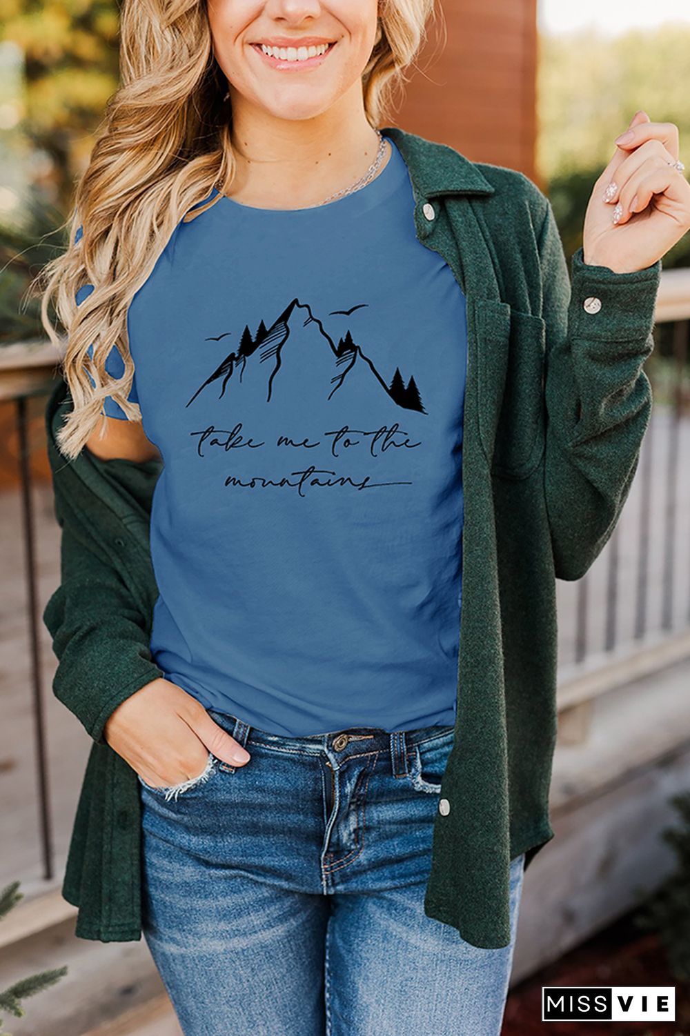 Take Me to the Moutains Graphic Tee Short Sleeve T-shirt Wholesale