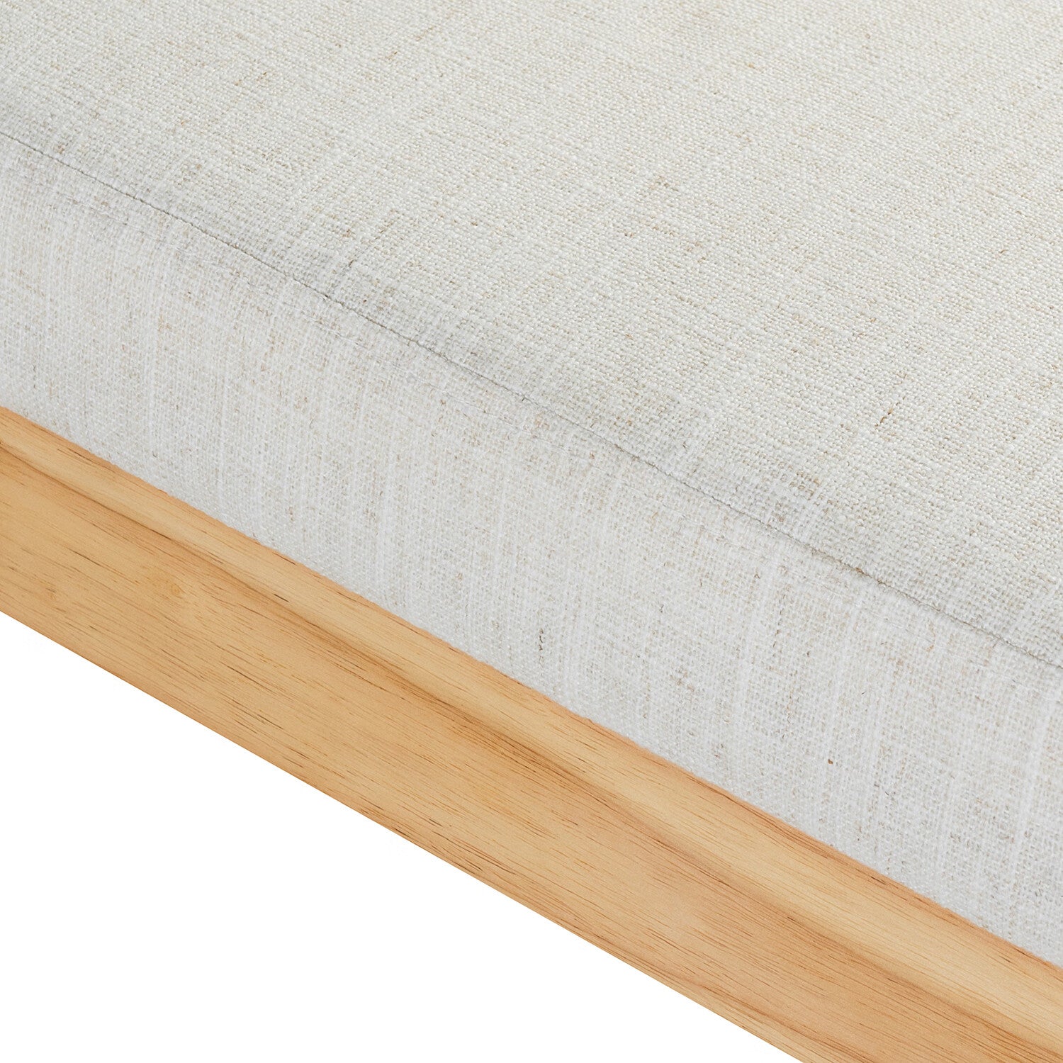 HULALAHOME Velvet Bedroom Bench with Solid Wood Legs for Living Room,Ivory