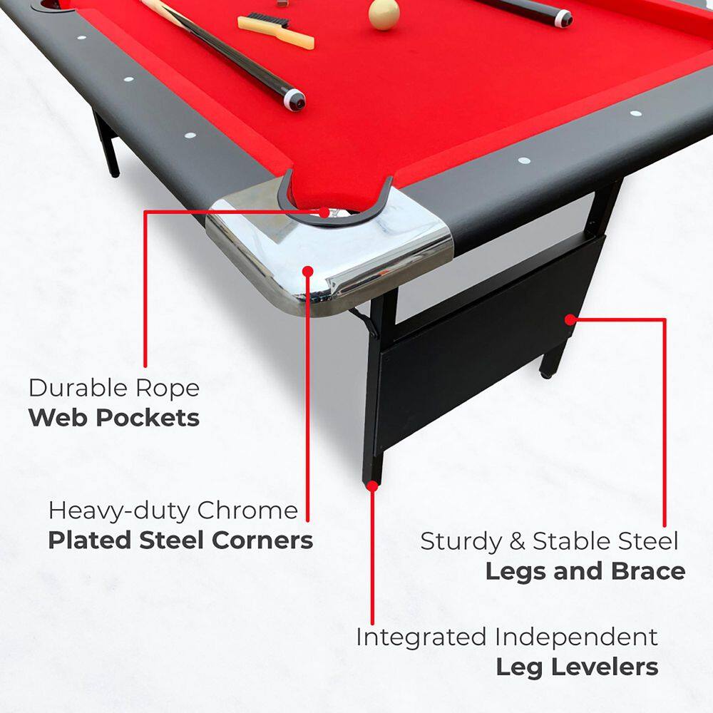 Hathaway Fairmont 6 ft. Portable Pool Table Red BG50347🎉Limited Time Offer🎉