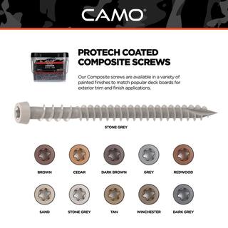 CAMO #10 2-12 in. Stone Gray Star Drive Trim-Head Composite Deck Screw (100-Count) 0349950