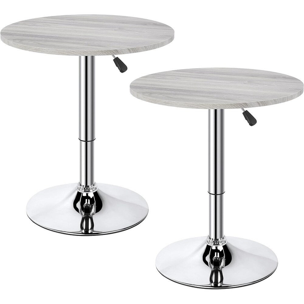 Height Adjustable Round Pub Table with 360 Swivel and MDF Tabletop