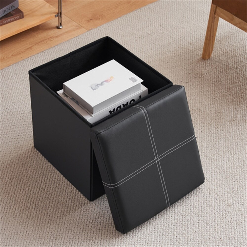 PVC MDF Foldable Storage Footstool with Anti Rust and Anti Skidding