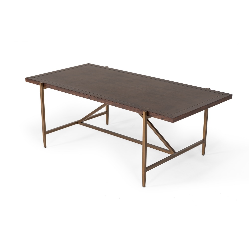 Modrest Shane Modern Acacia   Brass Dining Table