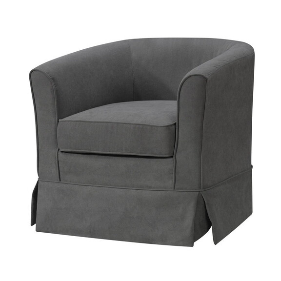 Tucker Gray Woven Fabric Swivel Barrel Chair B0617...