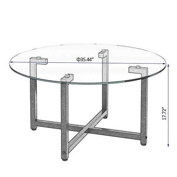 35.5'' Round Whole Transparent Coffee Table Modern Side Center Tables