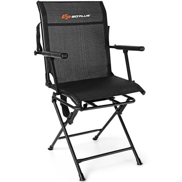 Costway Swivel Hunting Chair Foldable Mesh Chair W Armrests For Outdoor Activities