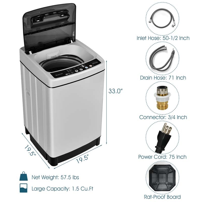 11 LBS Full-Automatic Portable Washing Machine, Top Load All In One Washer Dryer Combo