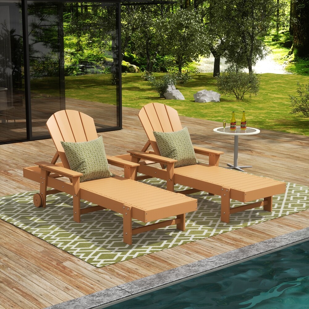 POLYTRENDS Laguna  Weather Poly Pool Outdoor Chaise Lounge   with Arms and Wheels (Set of 2)