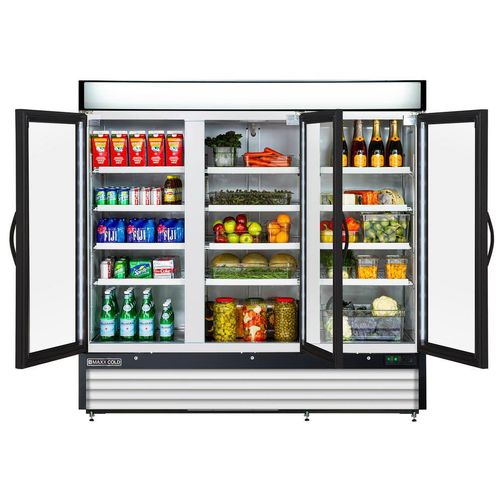 Maxx Cold 81 in. 72 cu. ft 3-Door Merchandiser Freezerless Refrigerator Free Standing in White MXM3-72RHC