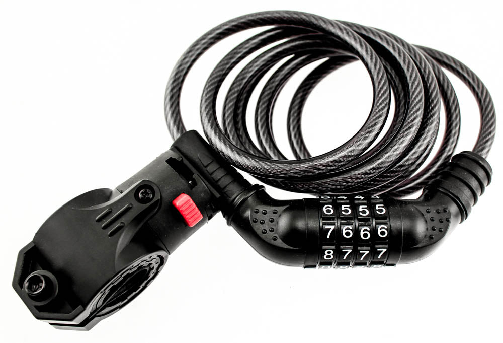 BIKE STREET Combination Bike Lock Cable 8mm x 6' Combo Flexible W/ Mounting NEW