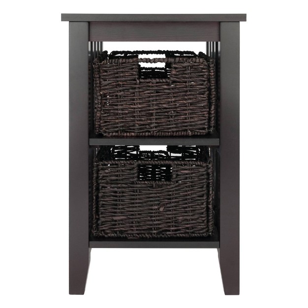 Morris Side Table With Baskets Espresso chocolate Winsome