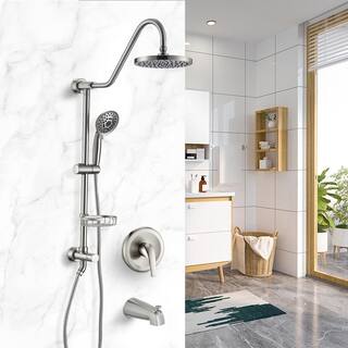 YASINU Single Handle 1-Spray Rain Round Bathroom Tub and Shower Faucet with Tub Spout in Matte Black (Valve Included) YNAH1204BN