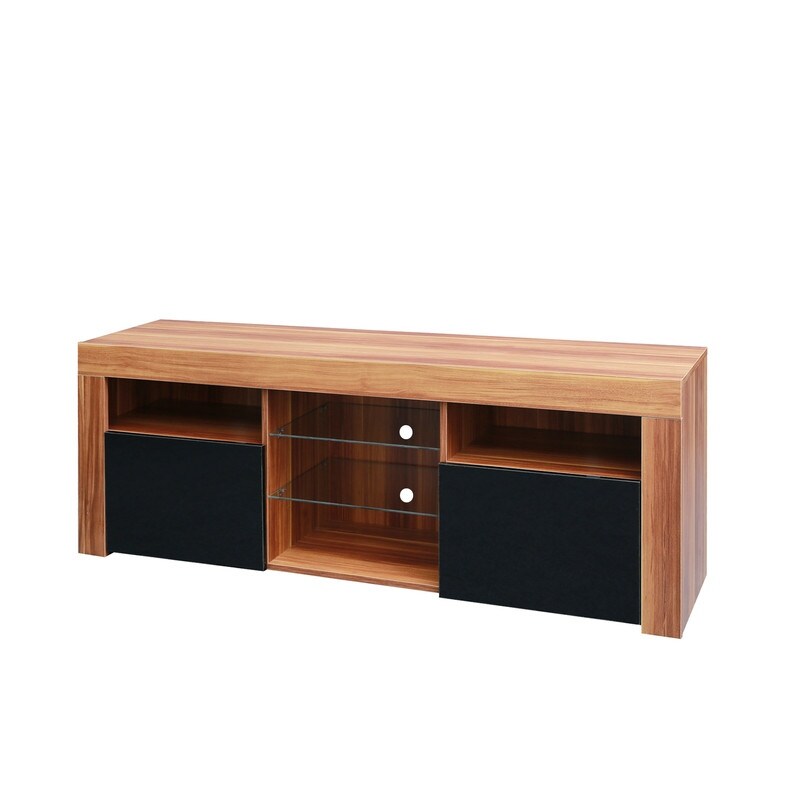 Wood LED TV Stand Media Cabinet with Doors and Shelves for 55 inch TV   58 inches in width