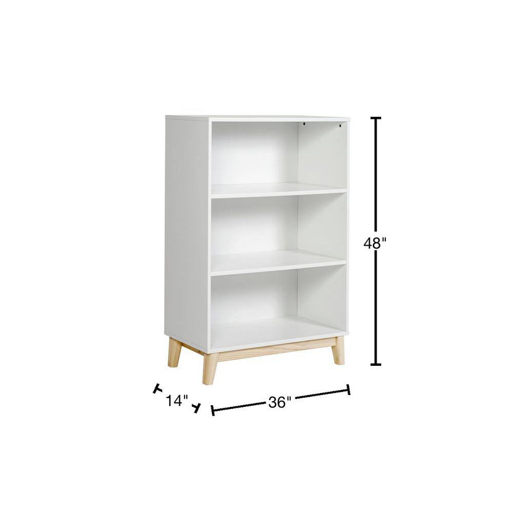 Alaterre Furniture MOD 48 in. H White Tall 3-Shelf Bookcase AJMD0520WH