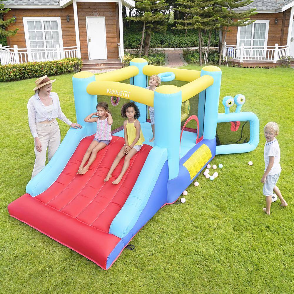 dubbin 5-In-1 Inflatable Bounce House with Football Goal Frame and Basketball Hoop with 350 Watt Blower FXINC-A001