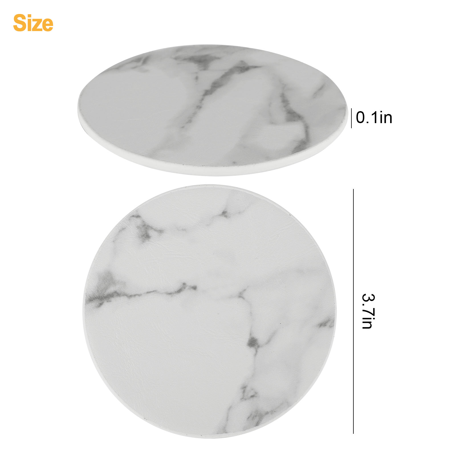 6Pcs Marble Leather Coasters， TSV Leather Coasters with Holder， Non-Slip Coffee Cup Pads， Marble Coasters for Drinks， Round Marble Pattern Mats for Bar Kitchen， White