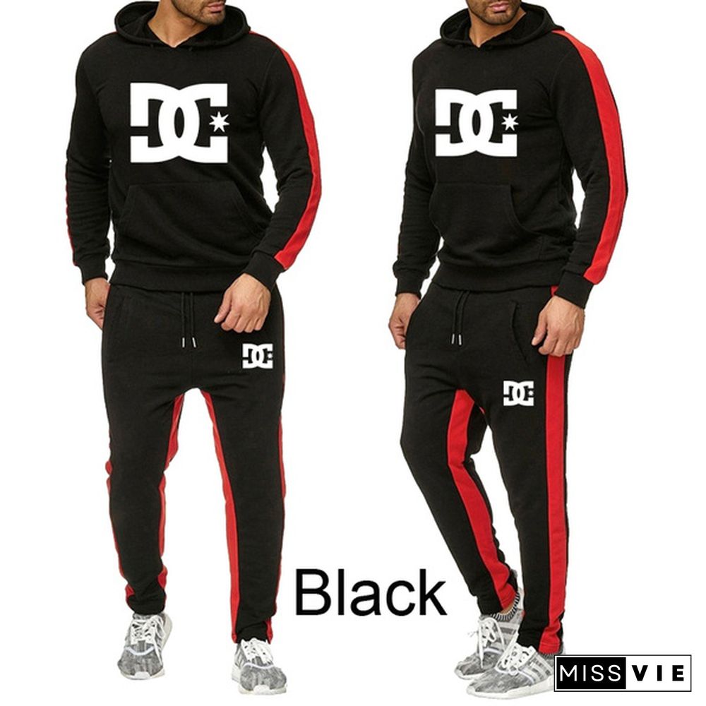 Men's Fashion Sets Hoodies Pants Suit Fashion Tracksuits Print Sweatshirt Pants Suit