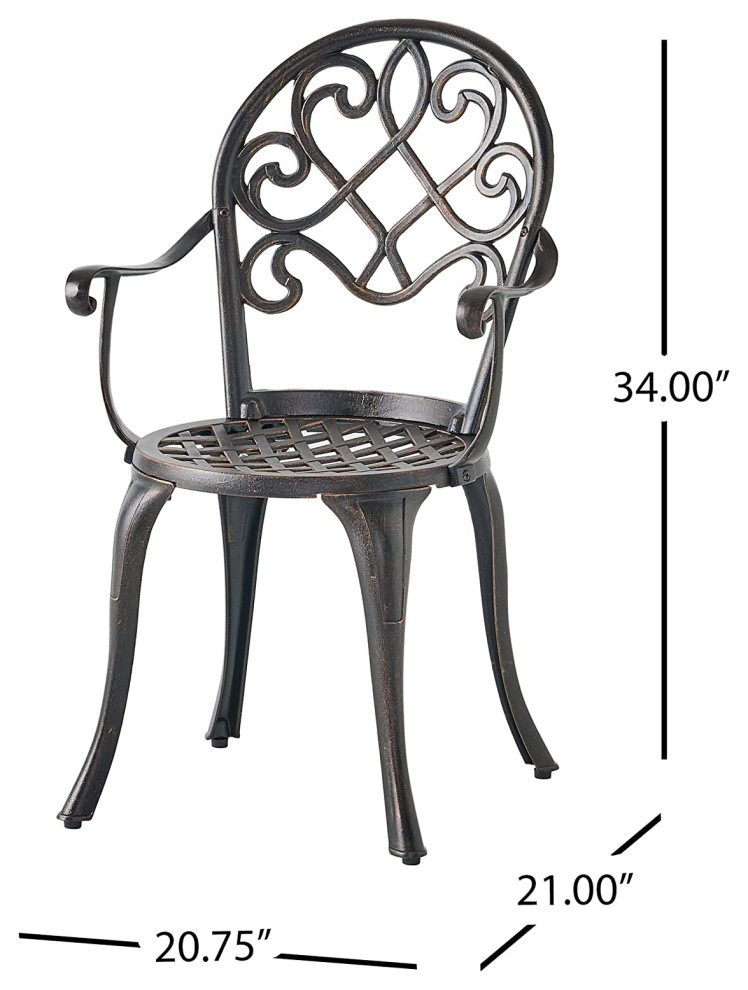 3 Pieces Patio Bistro Set  Aluminum Chairs  ampRound Table With Ice Bucket  Copper   Traditional   Outdoor Pub And Bistro Sets   by Decor Love  Houzz