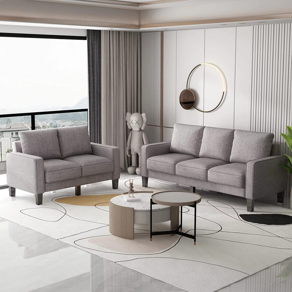 Modern Sofa  ampLoveseat Set  Cushioned Seat With Inner Storage Space   Modern   Living Room Furniture Sets   by Declusia  Houzz