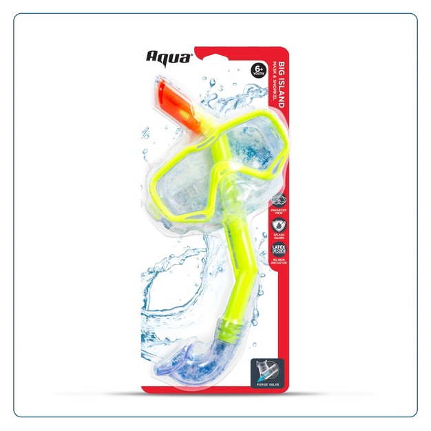 Aqua Leisure Big Island Kids x27 Snorkel Mask Combo Yellow