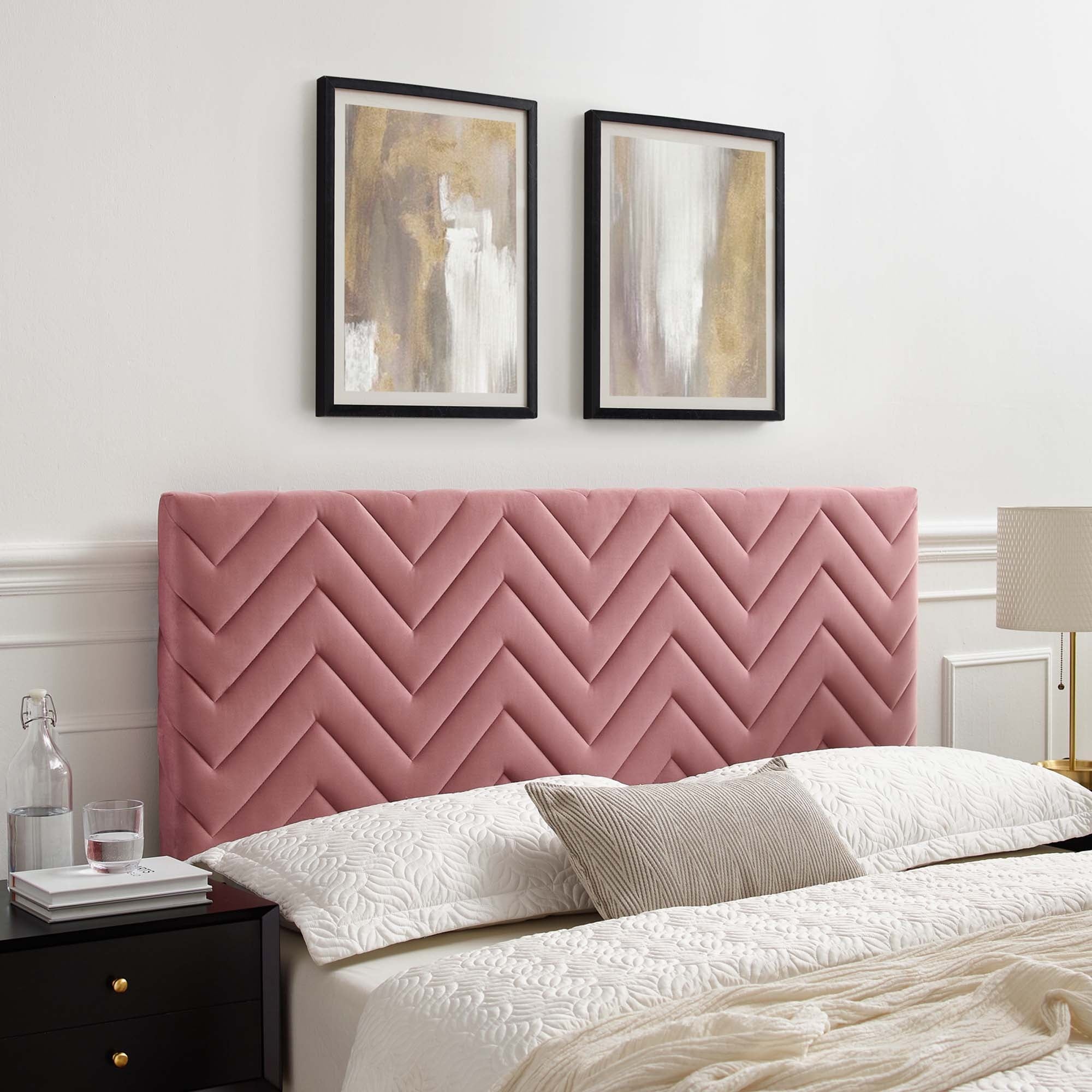 Mercy Chevron Tufted Performance Velvet King/California King Headboard - - 37076233