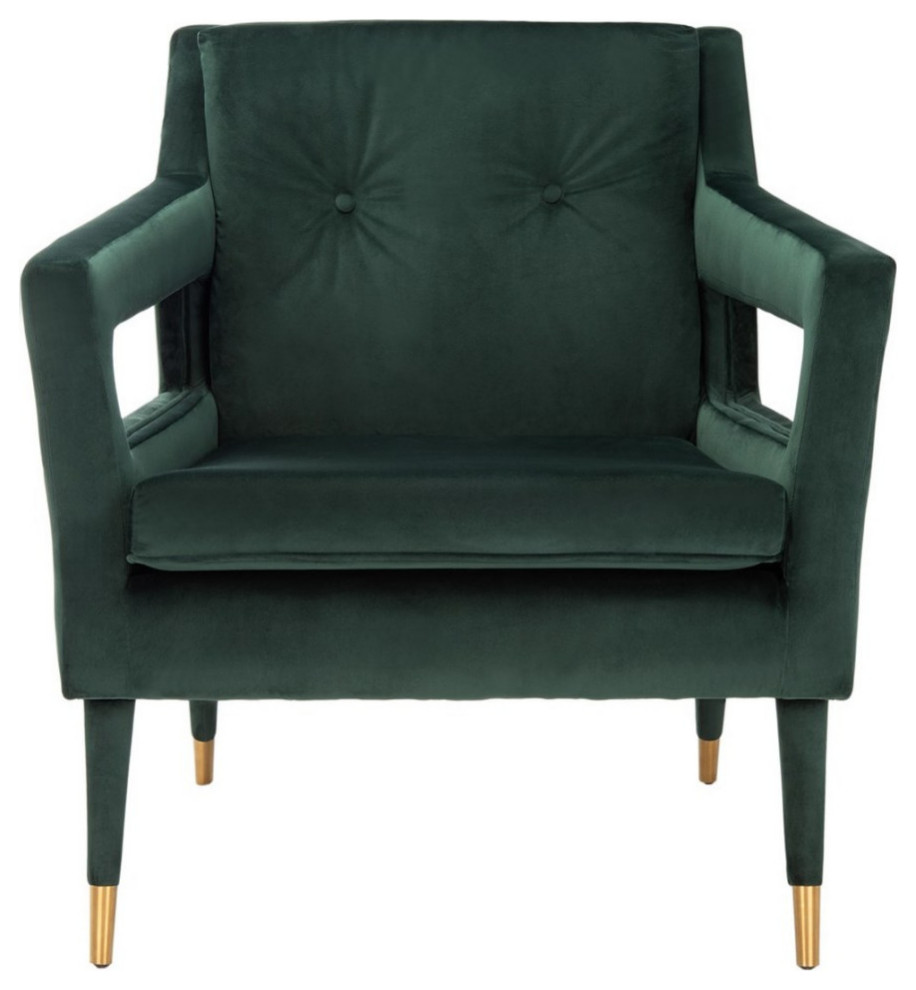 Sari Tufted Accent Chair Forest Green/Gold   Midcentury   Armchairs And Accent Chairs   by V.S.D Furniture  Houzz