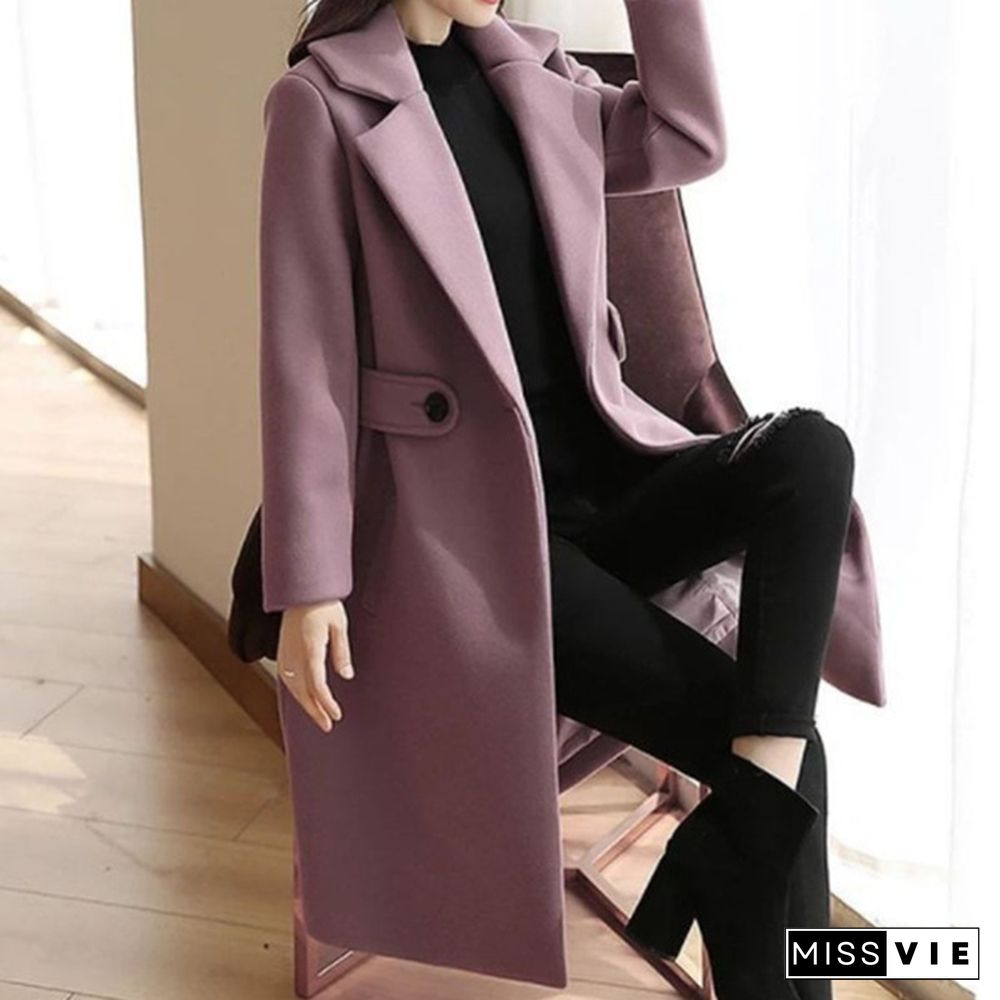 Winter Clothes Wool Coat Belt Slim Women Coat Korean Autumn Female Woolen Coat Fashion Double-breasted Jacket Elegant Blend