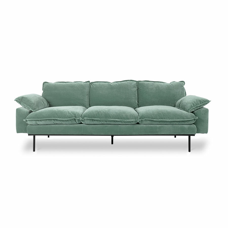 Retro Sofa / 3 seater / velvet mint