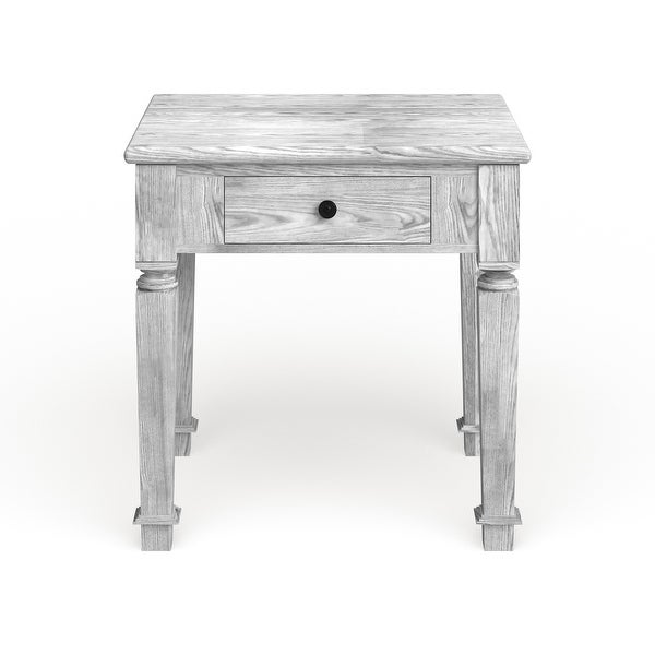 Furniture of America Joby Rustic White 24-inch Solid Wood Side Table