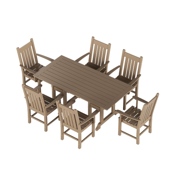 Polytrends Laguna Hdpe All Weather Outdoor Patio Dining Set with Rectangle Table，Arm Chairs (7Piece Set)