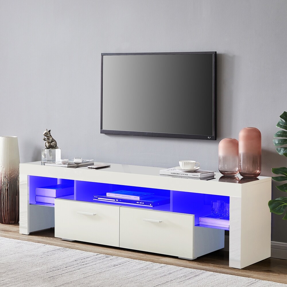 LED White TV Stand for TVs up to 65\